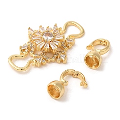 Brass Micro Pave Clear Cubic Zirconia Fold Over Clasps&nbsp;KK-A227-25G