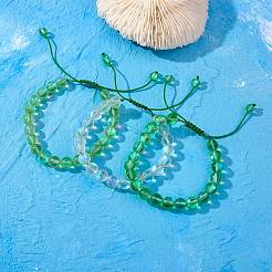 3Pcs Round Synthetic Moonstone Braided Bead Bracelets&nbsp;BJEW-SW00061-04