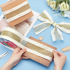 10 Yards Hot Stamping Polyester Satin Ribbons&nbsp;SRIB-WH0011-169C