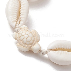 Natural Shell & Synthetic Turquoise Tortoise Braided Bead Bracelets&nbsp;BJEW-JB10082