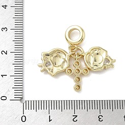 Brass Clear Cubic Zirconia European Dangle Charms&nbsp;LS-KK-K368-26G