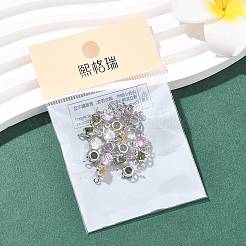 SHEGRACE Brass Pave Cubic Zirconia Flat Round Connector Charms&nbsp;XGRQ2O494-435P