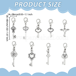36Pcs 9 Styles Key Alloy Pendant Decorations&nbsp;HJEW-GO00259