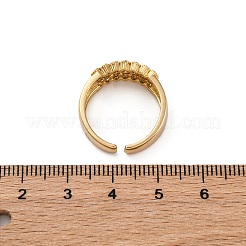 Brass Micro Pave Clear Cubic Zirconia Cuff Finger Rings for Women&nbsp;RJEW-G337-27G