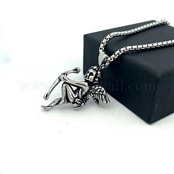 304 Stainless Steel Angel Pendant Punk Retro Necklaces for Men&nbsp;DL5553