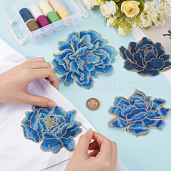 4Pcs 4 Styles Peony Polyester Embroidery Sew On Patches&nbsp;PATC-CY0001-73