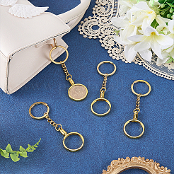 4Pcs Flat Round Zinc Alloy Coin Holder Keychains&nbsp;KEYC-FG0001-26B-G