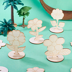 20Pcs 4 Styles Flower Unfinished Wood Display Decorations for DIY Painting Decoration Crafts&nbsp;DJEW-TA0001-38
