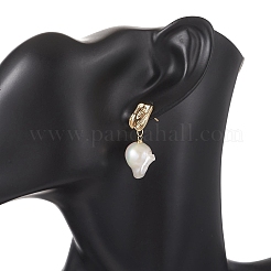 Nuggets Natural Baroque Pearl Keshi Pearl Dangle Stud Earrings&nbsp;EJEW-JE07001