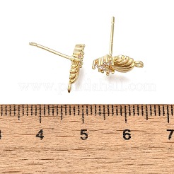 Brass Cubic Zirconia Stud Earring Finding&nbsp;KK-Q048-15G