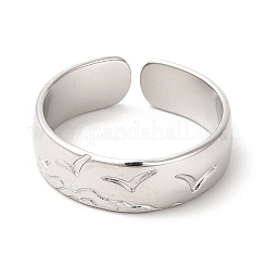 Non-Tarnish 304 Stainless Steel Common Gull Open Cuff Ring for Women&nbsp;RJEW-E063-14P
