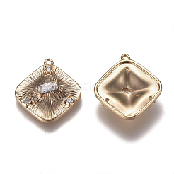 Brass Micro Pave Clear Cubic Zirconia Pendants&nbsp;ZIRC-I030-14G