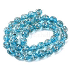 Luminous Handmade Gold Sand Lampwork Beads Strands&nbsp;LAMP-P051-L07-10mm-01