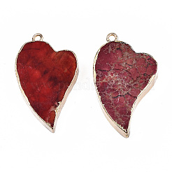 Electroplate Natural Regalite/Imperial Jasper/Sea Sediment Jasper Pendants&nbsp;X-G-T111-05