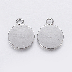 Tarnish Resistant 201 Stainless Steel Pendant Cabochon Settings&nbsp;LS-STAS-P198-17-12mm