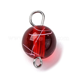 Drawbench Spray Painted Transparent Glass Round Connector Charms&nbsp;PALLOY-JF03509-01