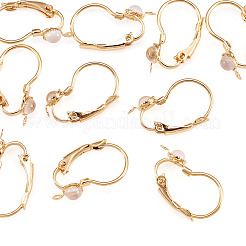 10Pcs Flat Round Brass Glass Leverback Earring Findings&nbsp;KK-TADJ0001-18