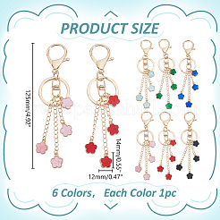 6Pcs Flower Alloy Enamel Keychains&nbsp;KEYC-WR00005