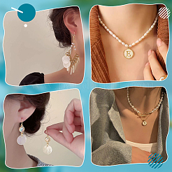 52Pcs 26 Styles Natural Shell Gold Enamel Flat Round with Letter Charms&nbsp;FIND-PH0027-42