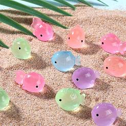 60Pcs 6 Colors Luminous Resin Fish Ornaments&nbsp;AJEW-SZ0002-62
