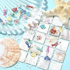 28Pcs 14 Styles Stainless Steel Enamel Pendants&nbsp;STAS-YW0011-20