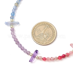 Faceted Round & Prism Dyed Natural Gemstone Beaded Chakra Pendants&nbsp;NJEW-JN05176