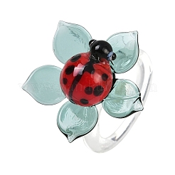 Rotatable Handmade Lampwork Rings&nbsp;RJEW-P158-02B