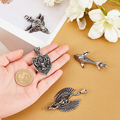 4Pcs 4 Style 304 Stainless Steel Big  Pendants&nbsp;STAS-DC0006-21
