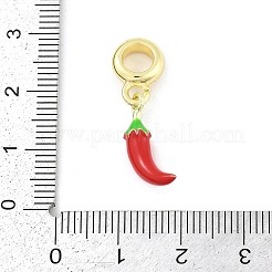 Brass Red Enamel Vegetable European Dangle Charms&nbsp;KK-Z090-06G-01