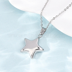 304 Stainless Steel Star Pendant Cable Chain Necklaces for Men Women&nbsp;NJEW-K308-02A-P
