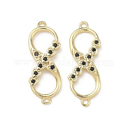 Brass Micro Pave Cubic Zirconia Heart Infinity Connector Charms&nbsp;KK-P350-12G-01