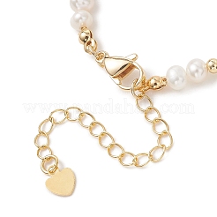 Natural Cultured Freshwater Pearl & Brass Beaded Bracelets for Women&nbsp;BJEW-JB13366
