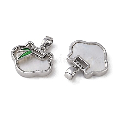 Brass & Shell & Clear Cubic Zirconia Charms&nbsp;KK-G497-18P