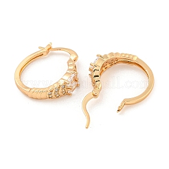 Brass Micro Pave Clear Cubic Zirconia Hoop Earrings&nbsp;EJEW-A107-05D-KCG