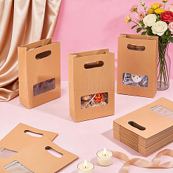 Kraft Paper Gift Bags with Visible Window and Die Cut Hole Handles&nbsp;ABAG-WH0032-124