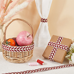 3 Yards Polyester Leaf Jacquard Ribbons&nbsp;SRIB-WH20020-020F