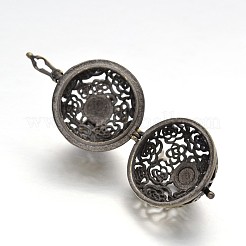 Round Brass Hollow Cage Pendants&nbsp;KK-D389-01AB-C-RS