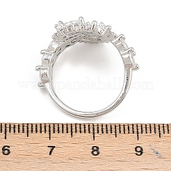 Brass Micro Pave Cubic Zirconia Cuff Rings for Women&nbsp;RJEW-Z113-48P