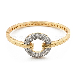 Brass Micro Pave Clear Cubic Zirconia Hinged Bangles for Women&nbsp;BJEW-K274-03G