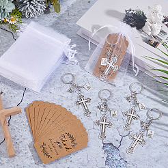 20Pcs Alloy Cross Pendant Keychains Kits&nbsp;KEYC-NB0001-81