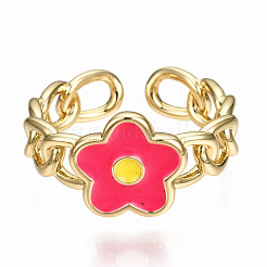 Brass Enamel Cuff Rings&nbsp;RJEW-N035-007-NF