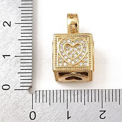 Brass Micro Pave Cubic Zirconia Pendants&nbsp;KK-F919-10G