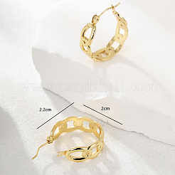 Simple 201 Stainless Steel Cuban Link Hoop Earrings&nbsp;LS-WG5268