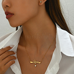 Fashionable Stainless Steel Stud Earrings & Word Love Pendant Necklaces Sets for Women&nbsp;QR4901-2