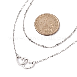 Stainless Steel Heart Pendant Necklaces for Women&nbsp;NJEW-JN04735-02