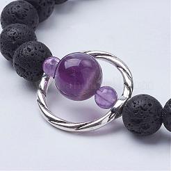 Natural Lava Rock Beads Stretch Bracelets&nbsp;BJEW-JB02838