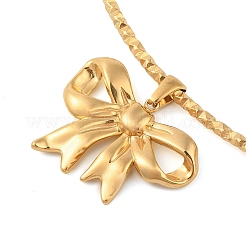 304 Stainless Steel Bowknot Pendant Open Choker Necklaces for Women&nbsp;NJEW-Z046-06G-01