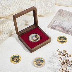 Black Walnut Wood & Acrylic & Velvet Magnetic Commemorative Coin Storage Box&nbsp;CON-WH0095-196A