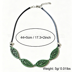 Boho Hollow Wood Leaf Beaded Black Multi-Strand PU Leather Necklaces for Women&nbsp;WGCAA73-01