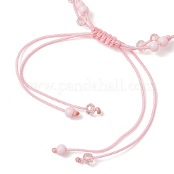 Rose Glass Seed Beads & Glass Braided Bead Bracelets&nbsp;BJEW-MZ00313